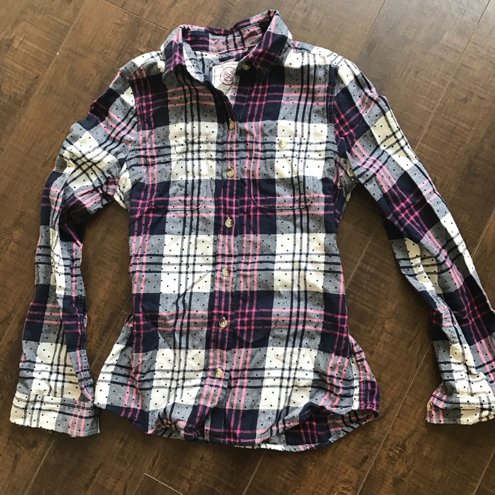 Super Soft! Blue, Pink, and White Plaid Flannel! S